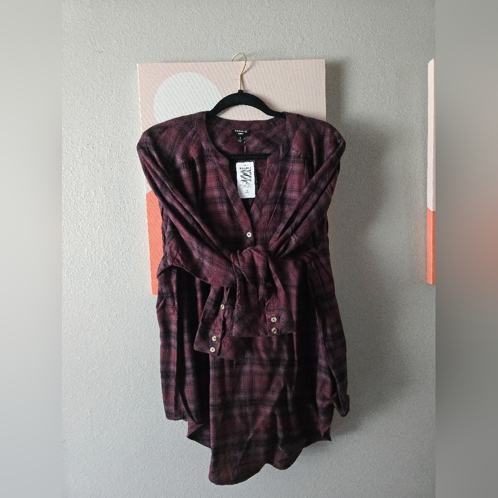 Size 1 / 1X / 14-16 - TORRID Brown plaid Harper Soft Flannel Tunic
